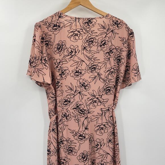 ASOS Design Floral Jumpsuit Wide Leg Cinch Ties Waist Black Pink Curve Womens 16 - Picture 7 of 9